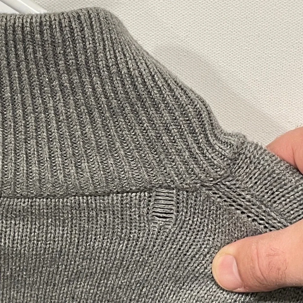 J Crew Mens Gray Cotton Cashmere Blend 1/4 Zip‎ Mock Neck Sweater XL